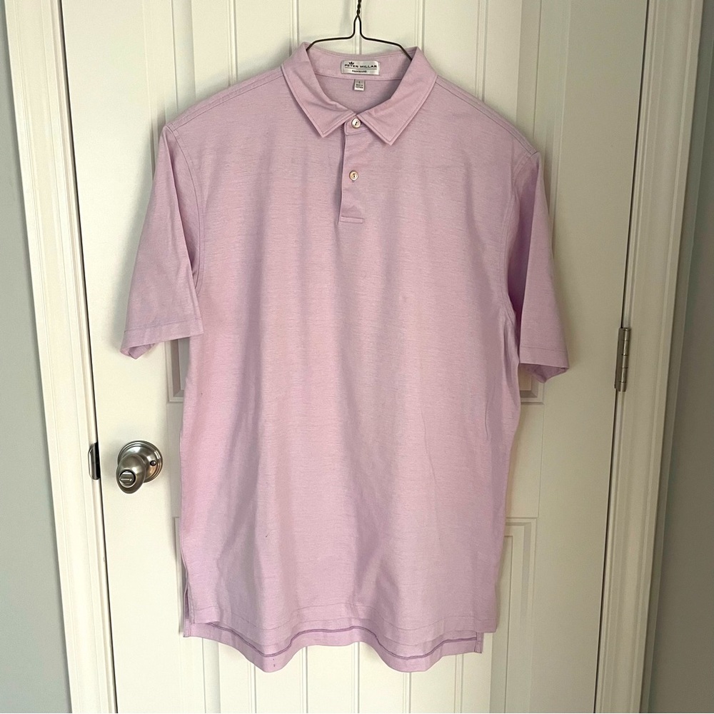 Peter Millar Men's Golf Polo Light Purple Size L Nanoluxe Style